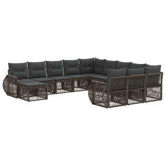 vidaXL Conjunto De Sof&aacute;s De Jard&iacute;n 12 Pcs Gris Rat&aacute;n Sint&eacute;tico Vidaxl