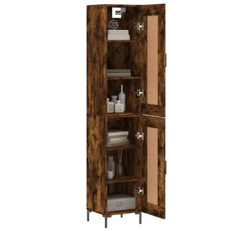 Berkfield Home Highboard Smoked Oak 34.5x34x180 cm Engineered Wood in Brown