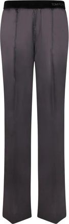 Tom Ford Stretch Zijde Satijnen PJ Broek - Dames - Straight fit broeken - Zwart - S - Satijn - Broeken
