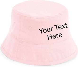 Generic Personalised Embroidered Junior Organic Cotton Bucket hat Your Custom Text Olympic Casual Party Wear Multi-Colours Unisex Kids Gift Bucket Cap (Powder