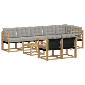 vidaXL Conjunto De Sof&aacute;s De Exterior 9 Pcs Blanco Y Gris Claro Vidaxl