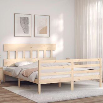vidaXL Estructura De Cama De Matrimonio Con Cabecero Madera Maciza Vidaxl