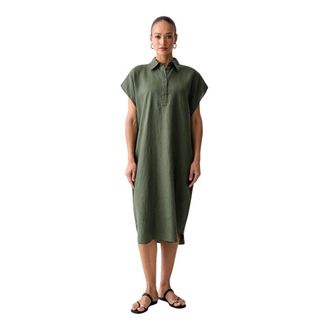 Benetton Dames, Jurken, Groen, Maat: Xs/S Linnen