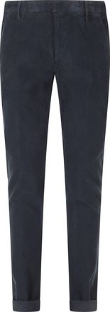 Dondup Gaubert Blue Velvet Cotton-Blend Straight-Leg Pants
