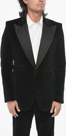 Dolce & Gabbana Giacca Smoking in Velour con Revers a Lancia Dolce & Gabbana