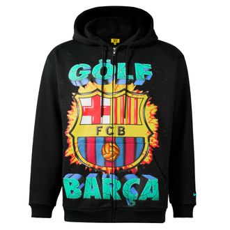 Nike FC Barcelona x GOLF WANG Nike Mens Soccer Full-Zip Hoodie in Black | JU6796-010