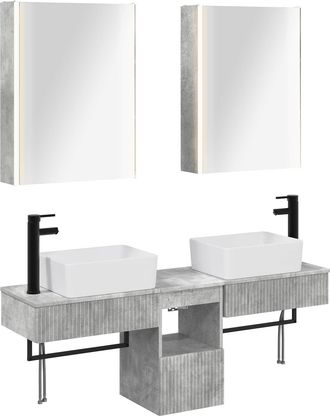 vidaXL Juego De Muebles De Ba&ntilde;o 5 Uds. Gris Hormig&oacute;n Vidaxl