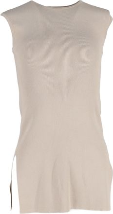 Max Mara Ribbed Tank Top in Beige Cotton