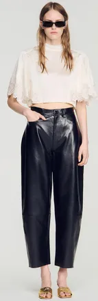 Sandro Satin cape-effect crop top