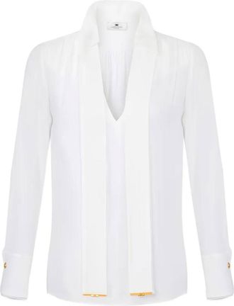Elisabetta Franchi Viscose Georgette Blouse With Sash Belt