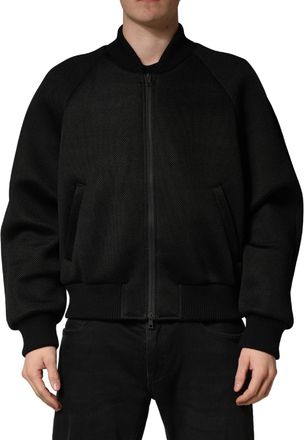 Dolce & Gabbana Men Black Nylon Full Zip Bomber Jacket Clothing