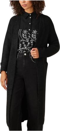 Object Objmilu LS LO Lange Gebreide Cardigan - Dames - Lange truien - Zwart - L - Polyester - Truien & Vesten