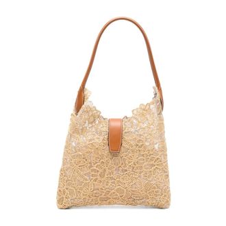 Ermanno Scervino Tassen, Dames, Beige, ONE Size, Rafia medium hobo tas