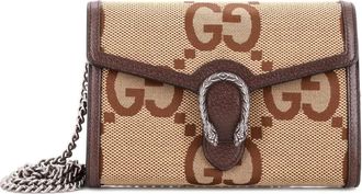Gucci Dionysus Jumbo kleine crossbodytas met ketting en GG canvas - Bruin