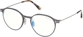 Tom Ford FT5866-B 013 Matte Dark Ruthenium/Shiny Grey Havana/Clear Blue Light Block 52mm