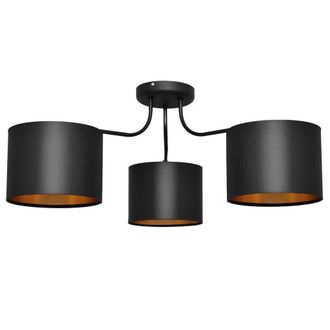 Netlighting Alba Multi Arm Semi Flush Ceiling Light Black Gold 65cm