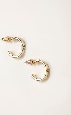 Fat Face FatFace Gold Tone Enamel Daisy Hoop Earrings