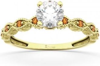 Allurez Vintage Marquise Citrine Engagement Ring 14k Yellow Gold (0.18ct)