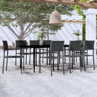 vidaXL Juego De Comedor Para Jard&iacute;n 9 Piezas Negro Vidaxl