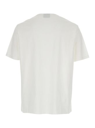 Emporio Armani Mens T-Shirt With Logo Embroidery, White Cotton T-Shirts And Polos