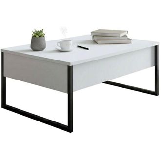 Dmora Tavolino da salotto Canis, Tavolo basso da caff&egrave;, Portariviste per divano, Ripiano da soggiorno, 90x60h40 cm, Bianco e Nero, con imballo rinforzato
