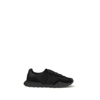 Dolce & Gabbana Black Calf Leather Bos Taurus Athletic Mens Sneakers