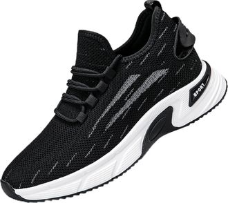 Generic Shoes for Men UK - Height Increasing Sneakers Fashionable Solid Color Mesh Breathable Running Shoes Casual Comfortable Athletic Footwear for Men Black