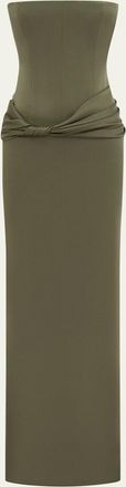 Alex Perry Strapless Twisted Longline Column Gown