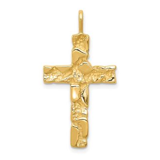 Diamond2Deal 14k Yellow Gold Nugget Cross Pendant