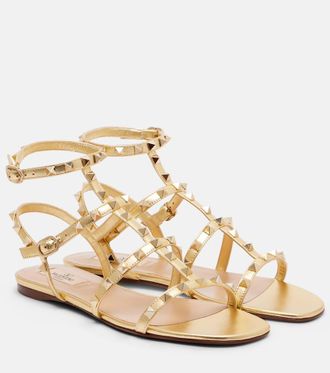 Valentino Garavani Sandalias Rockstud de piel metalizada