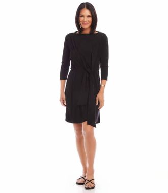Karen Kane Tiara Tie Waist Travel Mini Dress In Black
