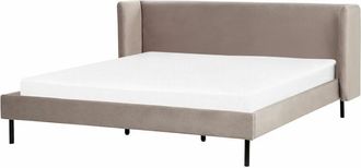 Beliani Beliani - Letto con rete a doghe velluto tortora 180 x 200 cm testiera e gambe nere Arette