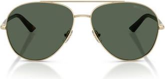 Jimmy Choo London 58mm Pilot Sunglasses in Pale Gold /Dark Green at Nordstrom
