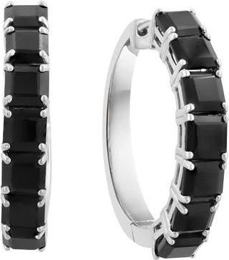 Effy Sterling Silver Onyx Hoop Earrings in Black at Nordstrom Rack