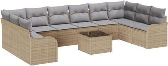 vidaXL Vidaxl - Garden Sofa Set with Cushion 10 pcs Light grey Poly rattan