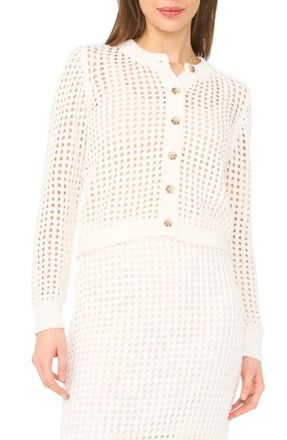 CeCe by Cynthia Steffe Open Knit Cardigan in Antique White at Nordstrom, Size X-Small