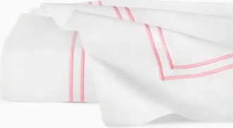 SFERRA Grande Hotel Cotton Flat Sheet in White/pink at Nordstrom, Size Twin