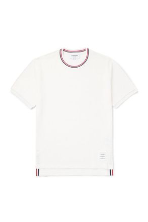 Thom Browne Slim-Fit Logo-Appliquéd Striped Waffle-Knit Cotton T-Shirt