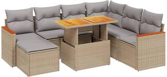 vidaXL Vidaxl - Juego De Sof&aacute;s De Jard&iacute;n Con Cojines Beige 8 Pzas Rat&aacute;n Pe