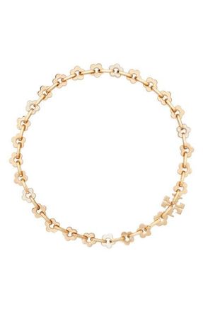 Tory Burch Forget Me Not Flower Chain Link Necklace in Tory Gold /New Ivory at Nordstrom