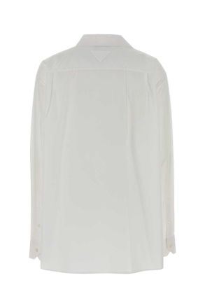 Prada Womens White Poplin Oversize Shirt Bianco Camicie