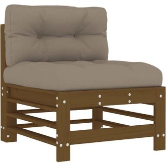 vidaXL Sof&aacute; Central Con Cojines Madera Maciza De Pino Marr&oacute;n Miel Vidaxl