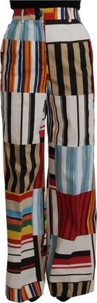 Dolce & Gabbana Wide Broeken - Dames - Wijde Broeken - Veelkleurig - XS - Katoen - Broeken