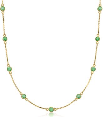 Ross-Simons Emerald Station Necklace in 18kt Gold Over Sterling