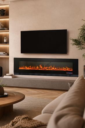 Living and Home 72inch Wall Mounted Electric Fireplace Black