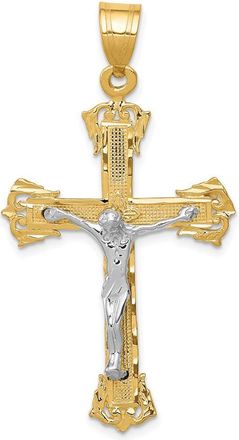 Diamond2Deal 10k Two-tone Diamond-cut Crucifix Pendant