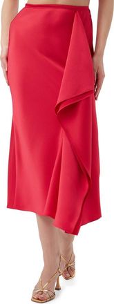 Trina Turk Sahel Satin Midi Skirt in Cannes Coral at Nordstrom, Size 10