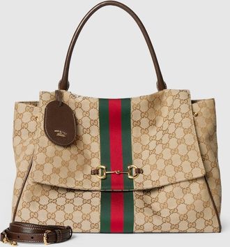 Gucci Paparazzo Large Top Handle Bag, Beige, GG Canvas