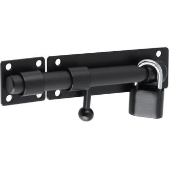 OEM Cerradura Corredera De Acero Inoxidable Negro Mate Con Candado, Para Puerta, Jard&iacute;n, Cobertizo, Varilla De 15 Cm -crezuo