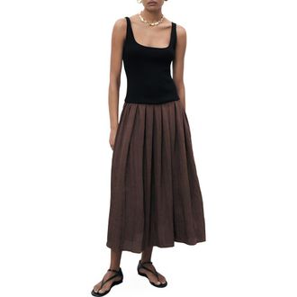 Mango Pleated Tank Maxi Dress in Chocolate at Nordstrom Rack, Size 10